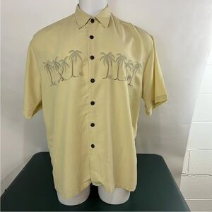 Cezani Mens Hawaiian Button Down Shirt XL Paradise Collection Yellow (84)